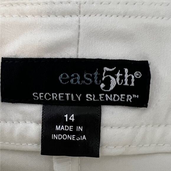 east 5th Secretly Slender Womens Cropped White Pants Size 14 Cotton Nylon Spx - Picture 4 of 5